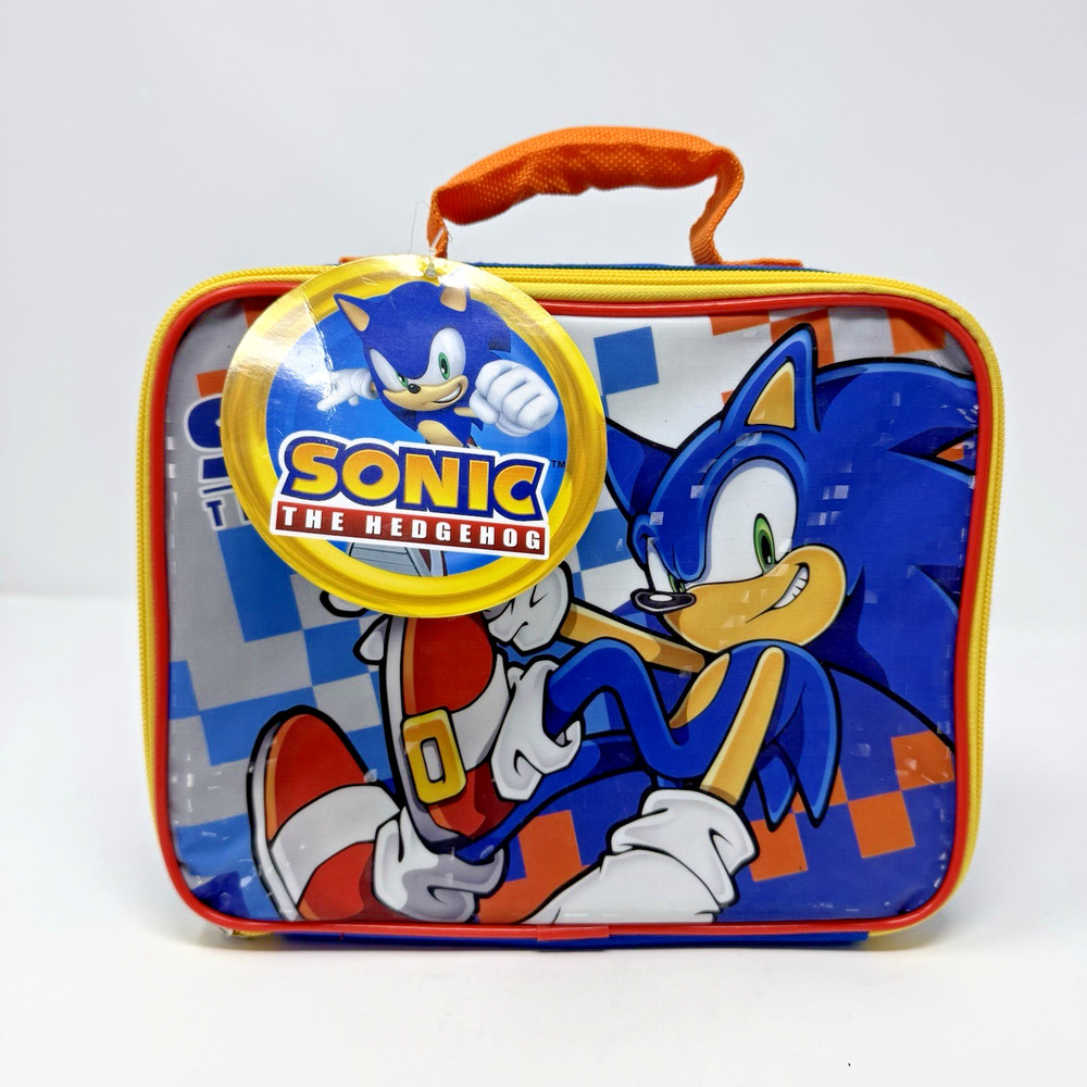 NWT Sonic The Hedgehog Rectangle Lunch Bag 9.5x8x3" Flaws Read